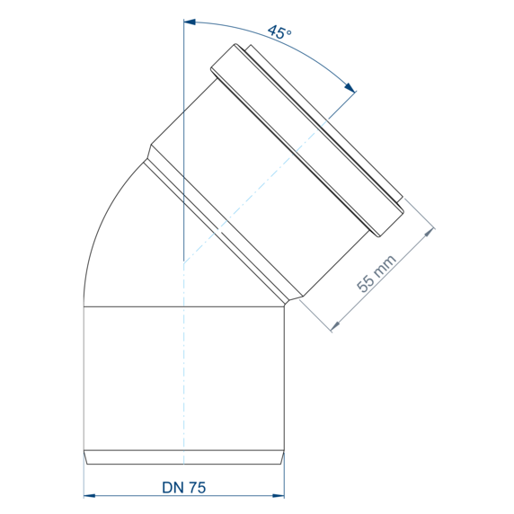 POLO-KAL NG Bogen DN 75 45 Grad Poloplast Abflußrohrbogen Neu1